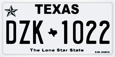 TX license plate DZK1022