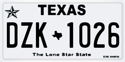 TX license plate DZK1026