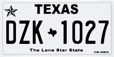 TX license plate DZK1027