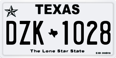 TX license plate DZK1028