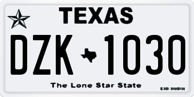 TX license plate DZK1030