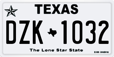 TX license plate DZK1032