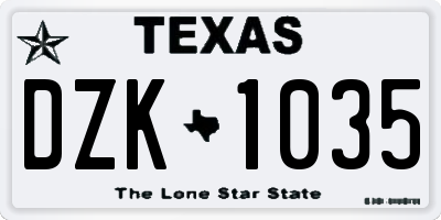 TX license plate DZK1035