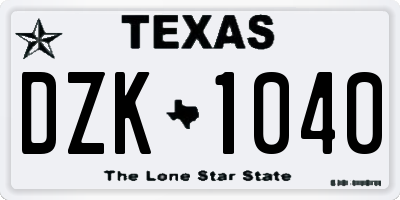 TX license plate DZK1040