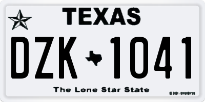 TX license plate DZK1041