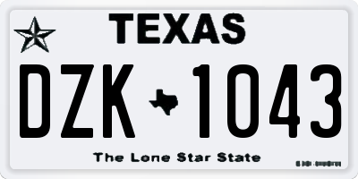 TX license plate DZK1043