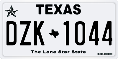 TX license plate DZK1044