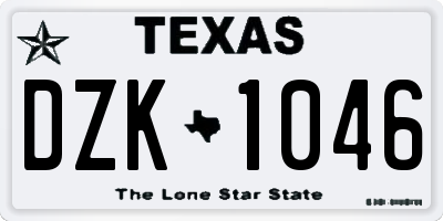 TX license plate DZK1046