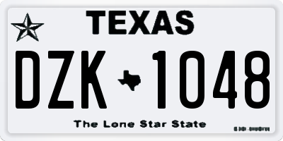 TX license plate DZK1048