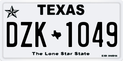 TX license plate DZK1049