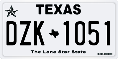 TX license plate DZK1051