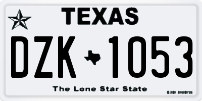 TX license plate DZK1053