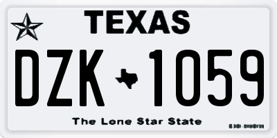 TX license plate DZK1059