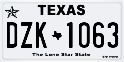 TX license plate DZK1063