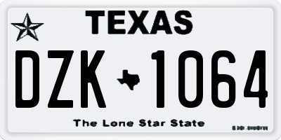 TX license plate DZK1064