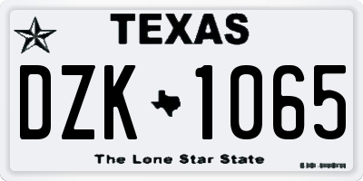 TX license plate DZK1065