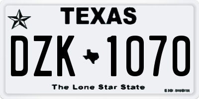 TX license plate DZK1070