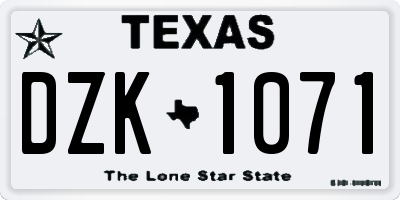 TX license plate DZK1071