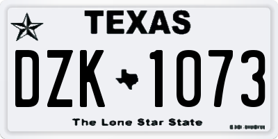 TX license plate DZK1073