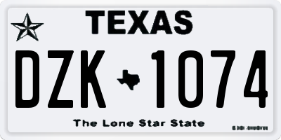 TX license plate DZK1074