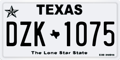 TX license plate DZK1075