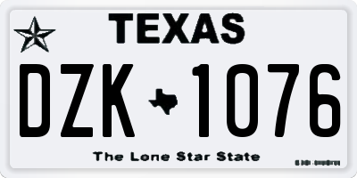TX license plate DZK1076