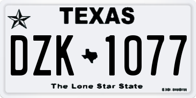 TX license plate DZK1077