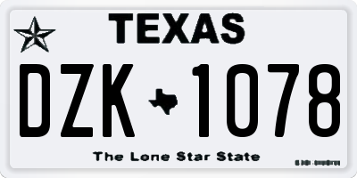 TX license plate DZK1078