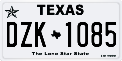 TX license plate DZK1085