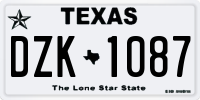 TX license plate DZK1087