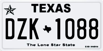 TX license plate DZK1088