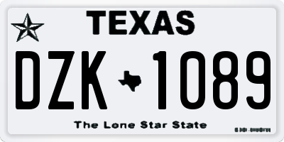 TX license plate DZK1089