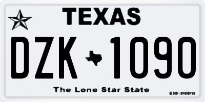 TX license plate DZK1090