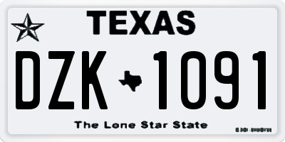 TX license plate DZK1091