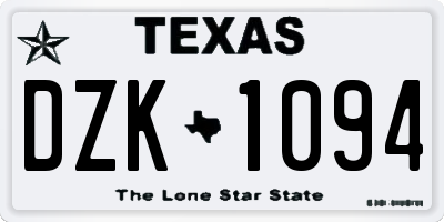 TX license plate DZK1094
