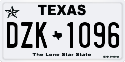 TX license plate DZK1096