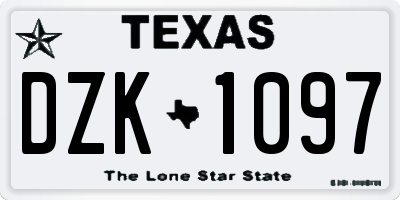 TX license plate DZK1097