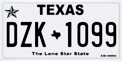 TX license plate DZK1099