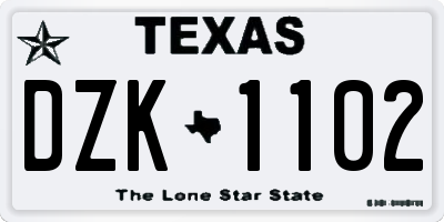 TX license plate DZK1102