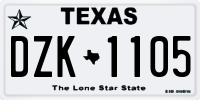 TX license plate DZK1105
