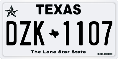 TX license plate DZK1107