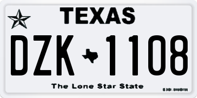 TX license plate DZK1108