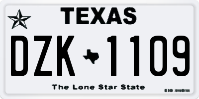 TX license plate DZK1109