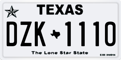 TX license plate DZK1110