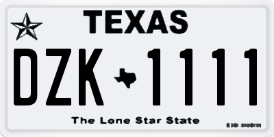 TX license plate DZK1111