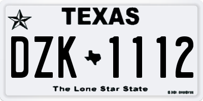 TX license plate DZK1112