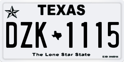 TX license plate DZK1115