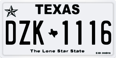 TX license plate DZK1116