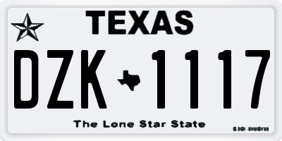 TX license plate DZK1117