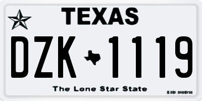 TX license plate DZK1119